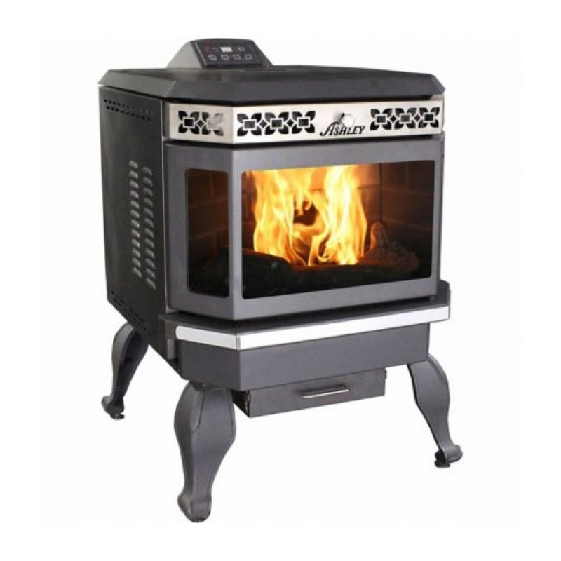 Ashley Bay Front Pellet Stove with Legs, 2,200 sq....