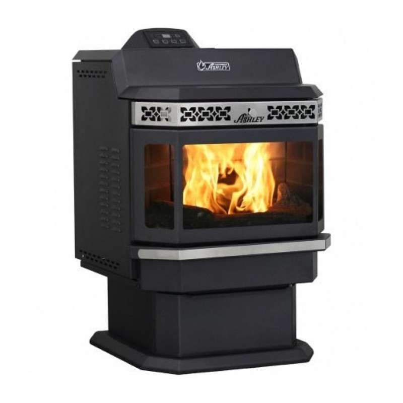 Ashley Pellet Stove, 2,200 sq. ft. with Bay Front and Extended Hopper
